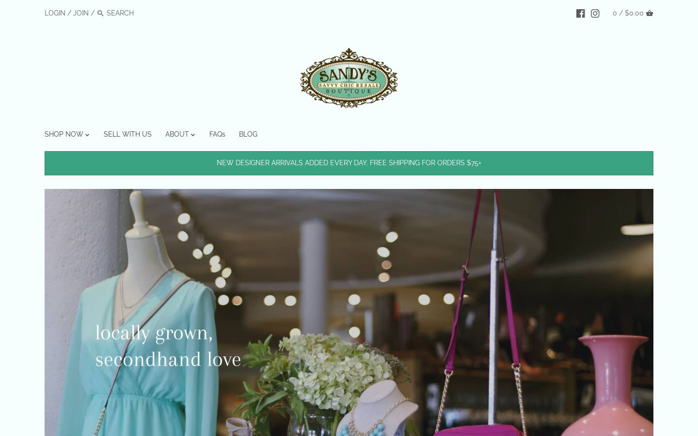 sandysresale.com homepage screenshot