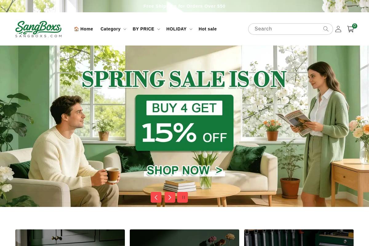 Sangboxs homepage screenshot