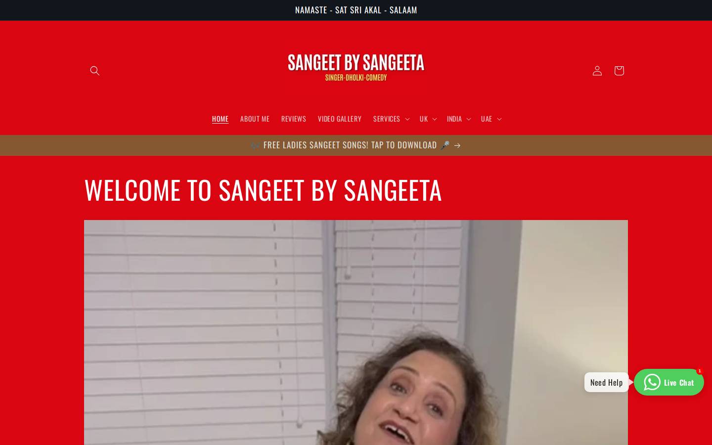 sangeetbysangeeta.com homepage screenshot
