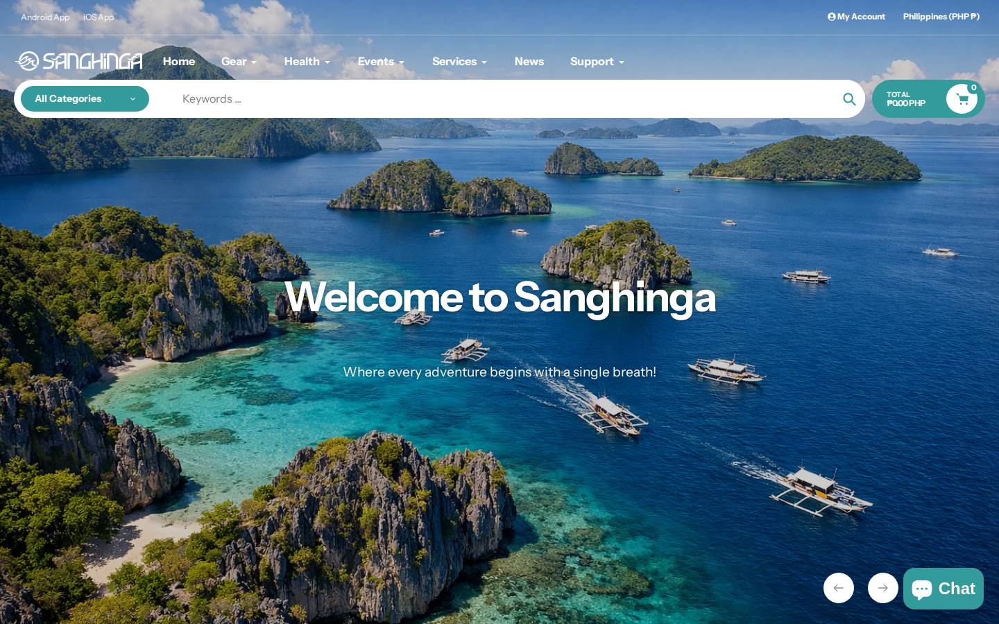 sanghinga.com homepage screenshot