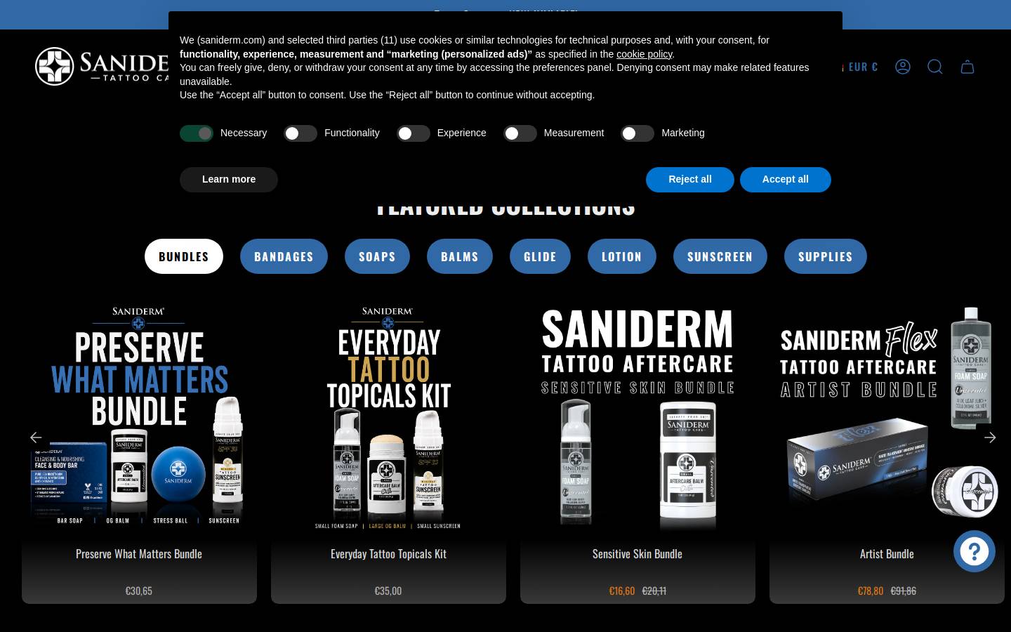 Saniderm Medical homepage screenshot