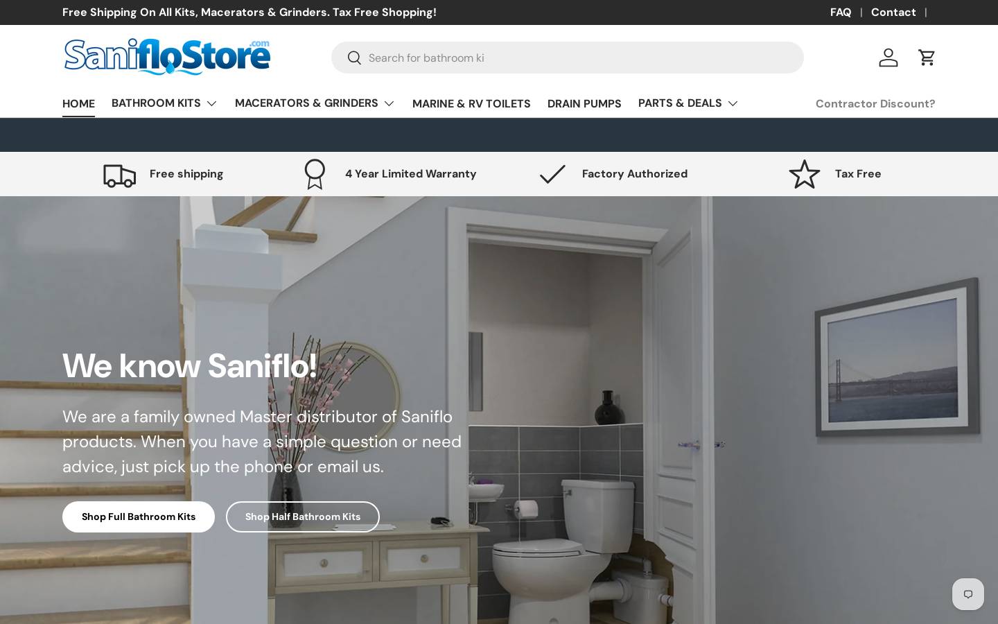 SanifloStore.com homepage screenshot