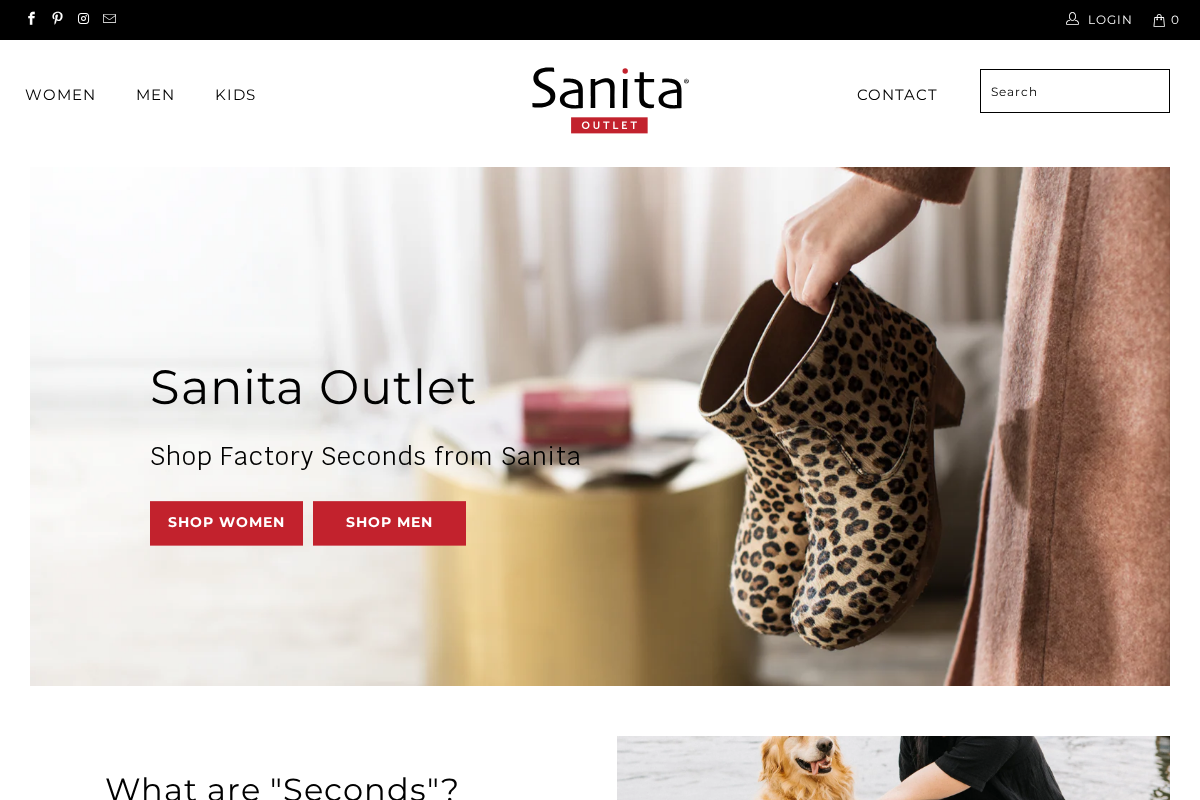 Sanita Outlet homepage screenshot