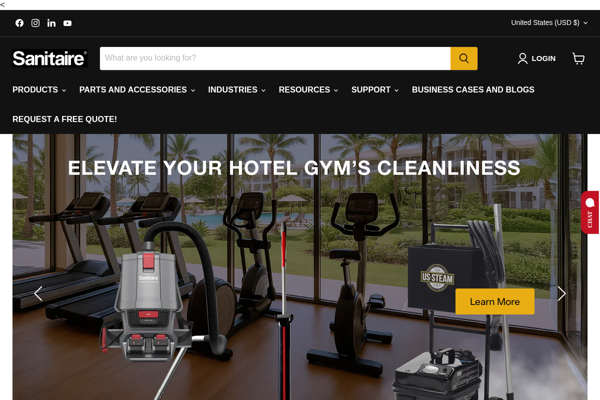 Sanitaire homepage screenshot