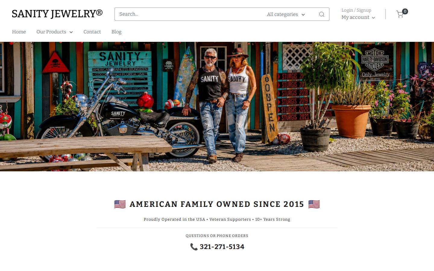 sanityjewelry.com homepage screenshot