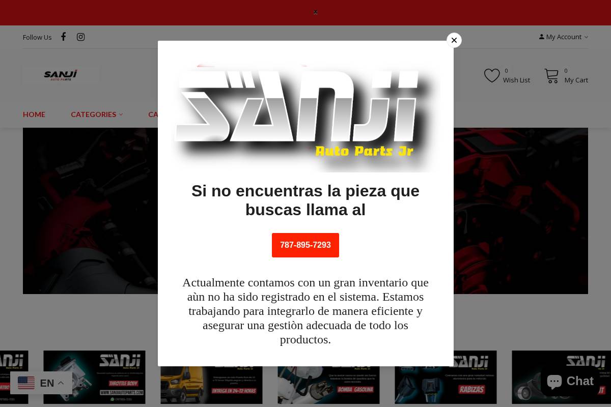 sanjiautoparts.com homepage screenshot