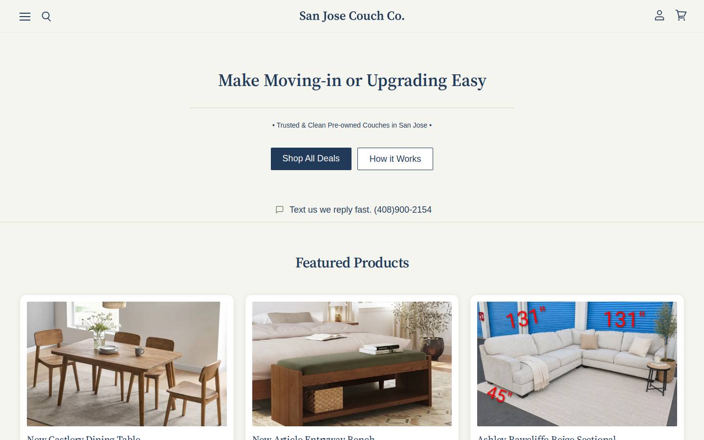 sanjosecouch.com homepage screenshot