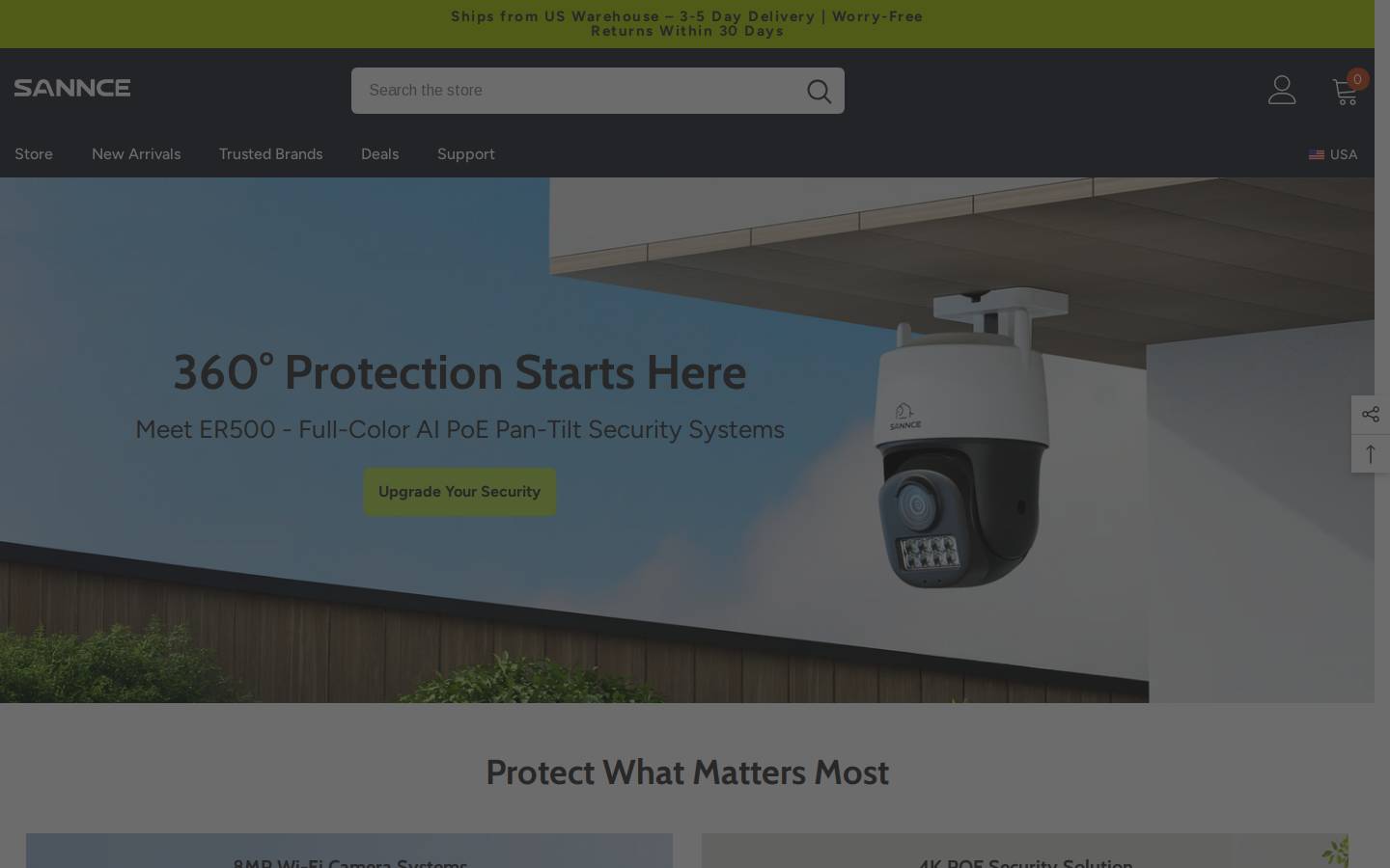 sannce.com homepage screenshot