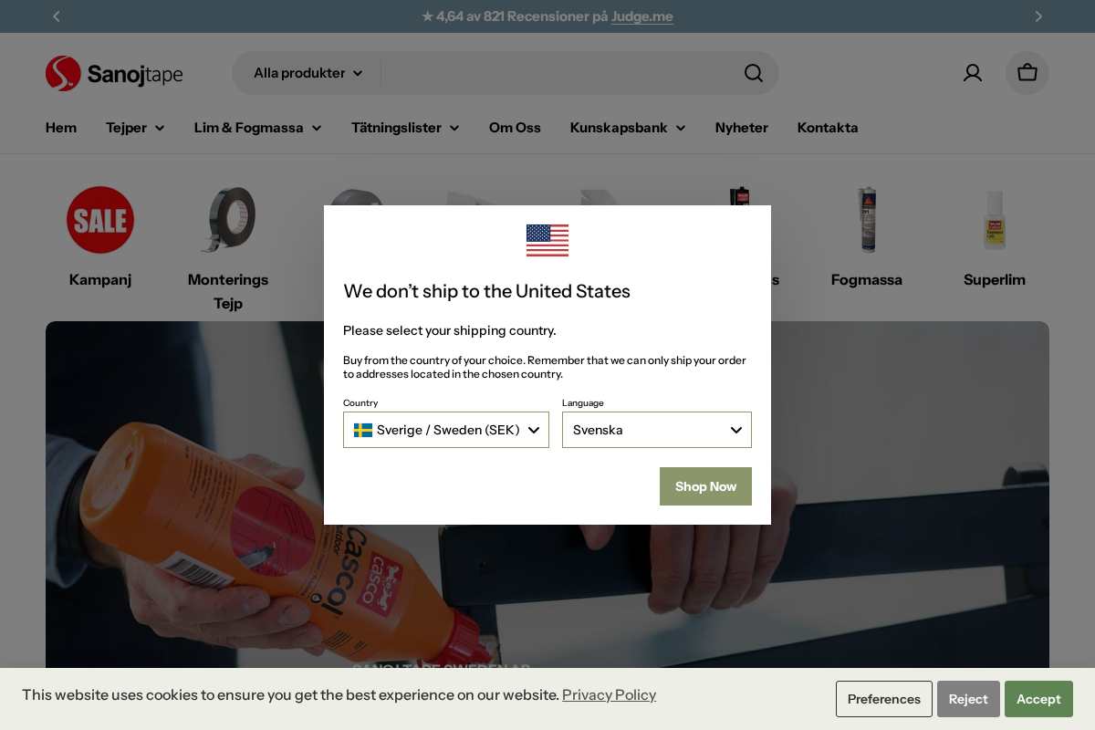 sanojtape.se homepage screenshot