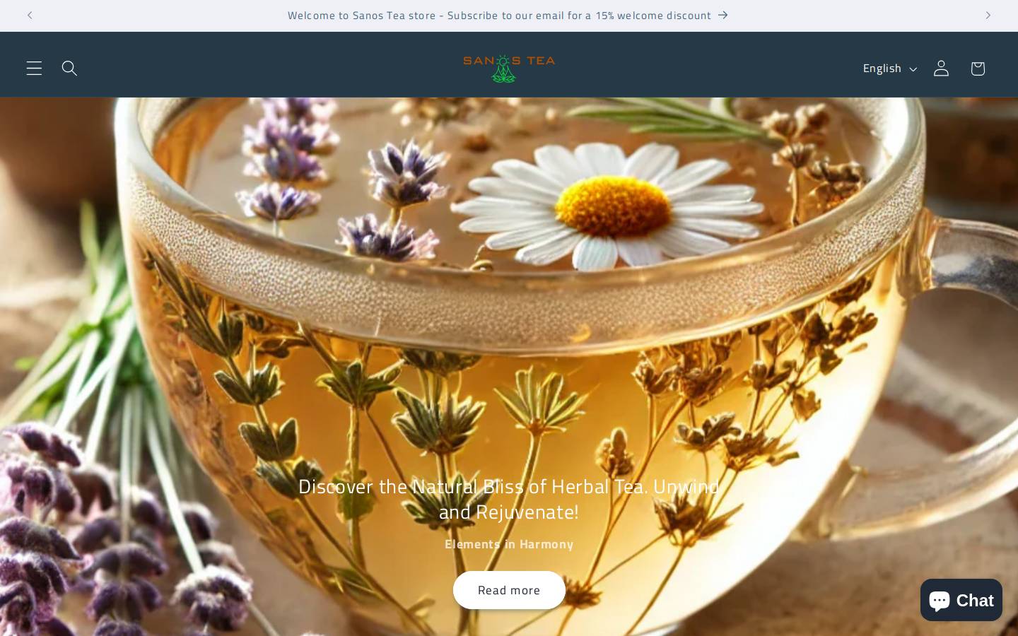 sanos-tea.com homepage screenshot