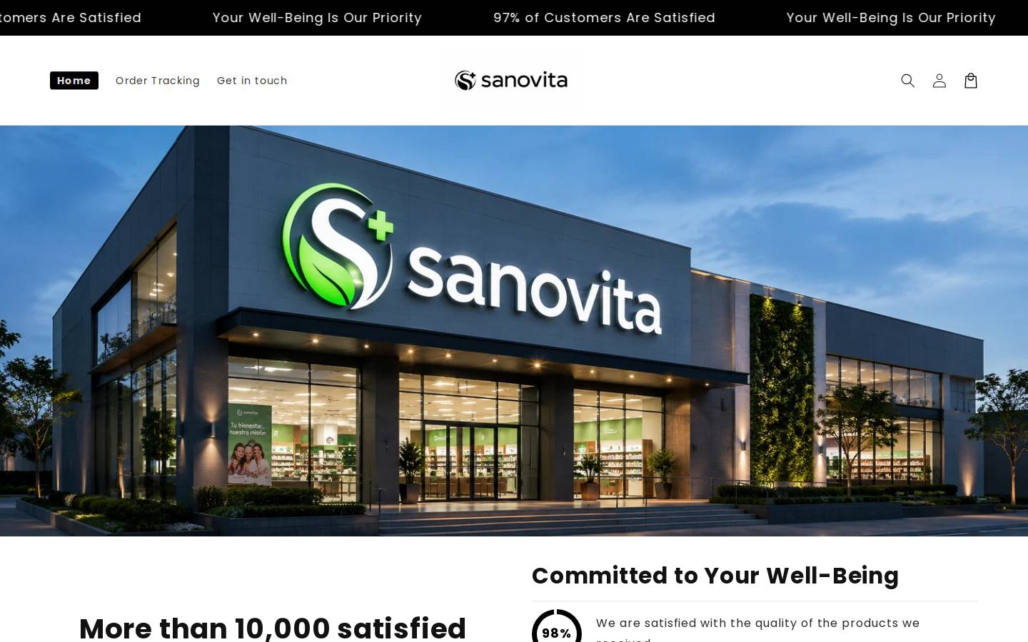 sanovitashop.com homepage screenshot