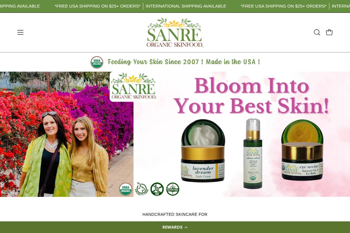 sanreorganic.com homepage screenshot