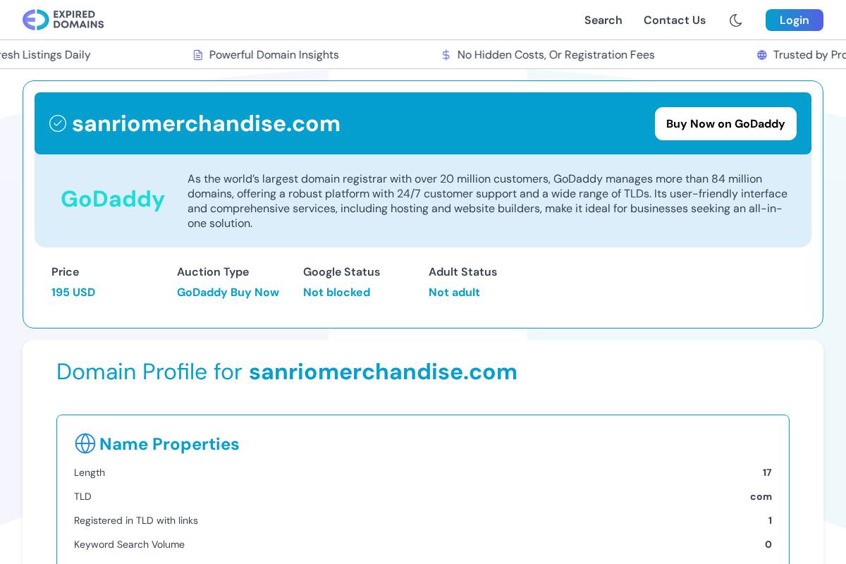 sanriomerchandise.com homepage screenshot