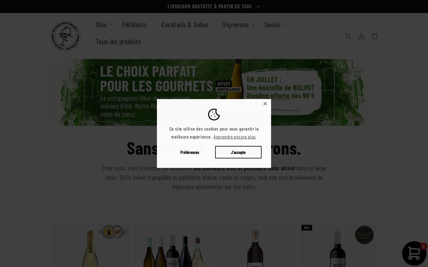 sans-alcool-du-vigneron.com homepage screenshot