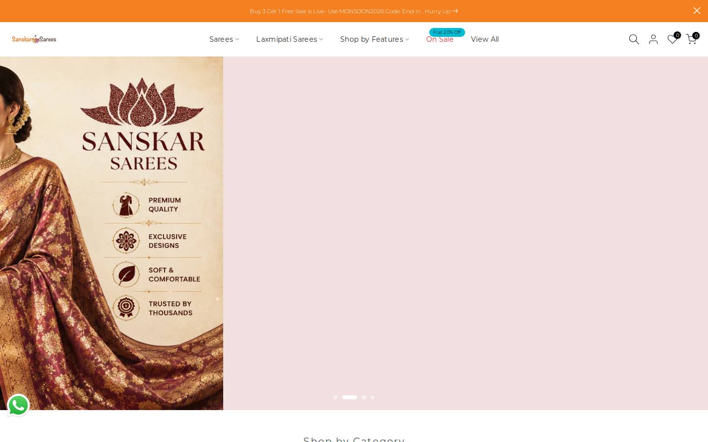 sanskarsarees.com homepage screenshot