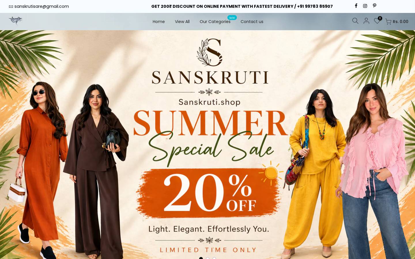 sanskruti.shop homepage screenshot