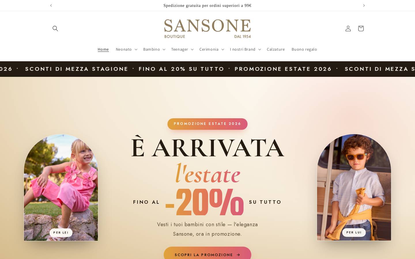 Sansone Boutique homepage screenshot
