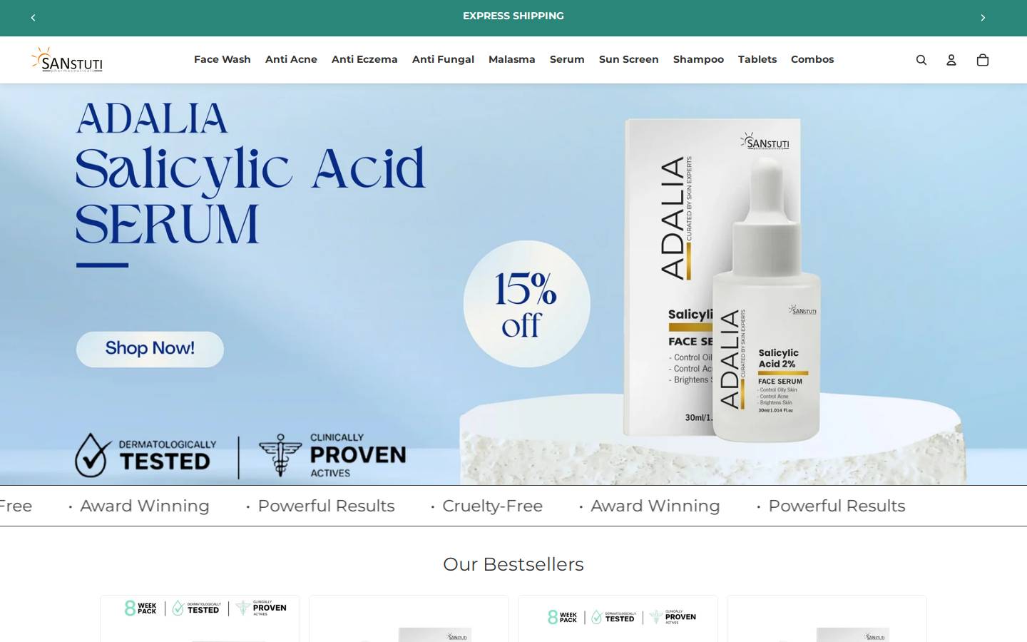 sanstutipharmaceuticals.com homepage screenshot