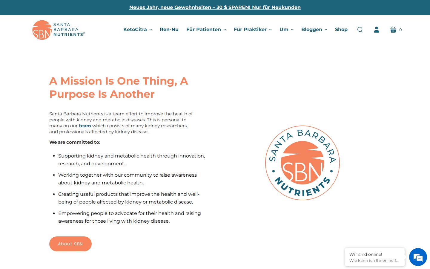 santabarbaranutrients.de homepage screenshot