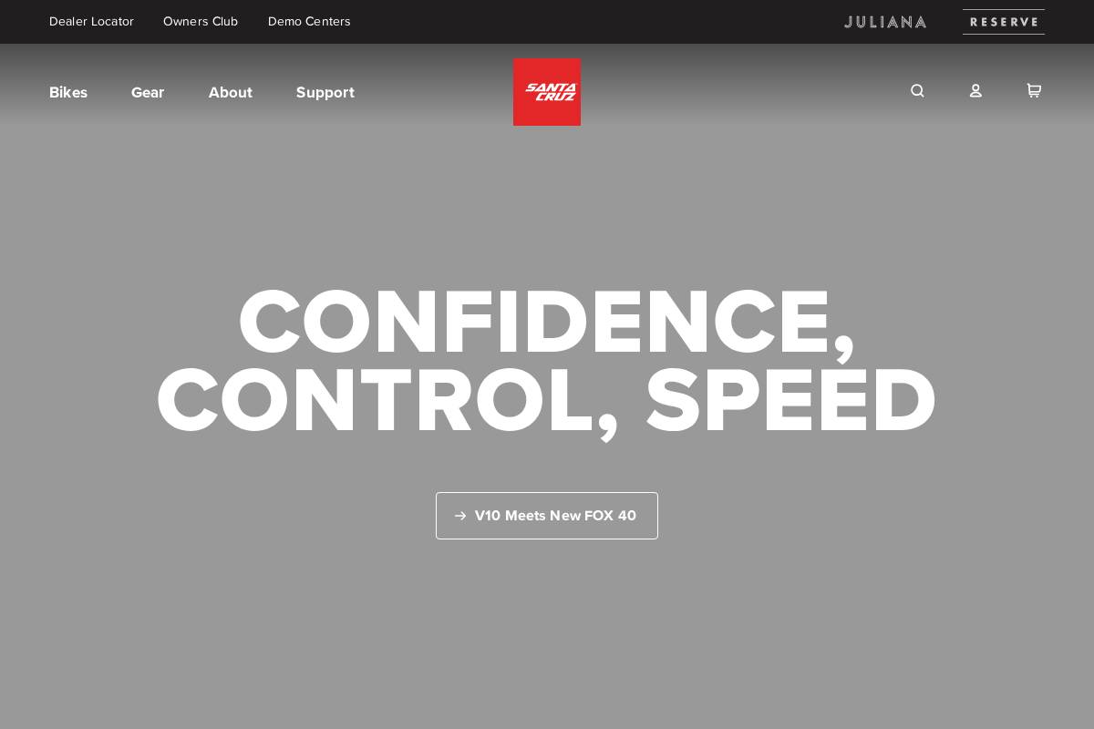 Santa Cruz Bicycles homepage screenshot