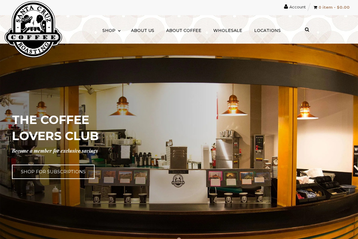Santa Cruz Coffee Roasting Co. homepage screenshot