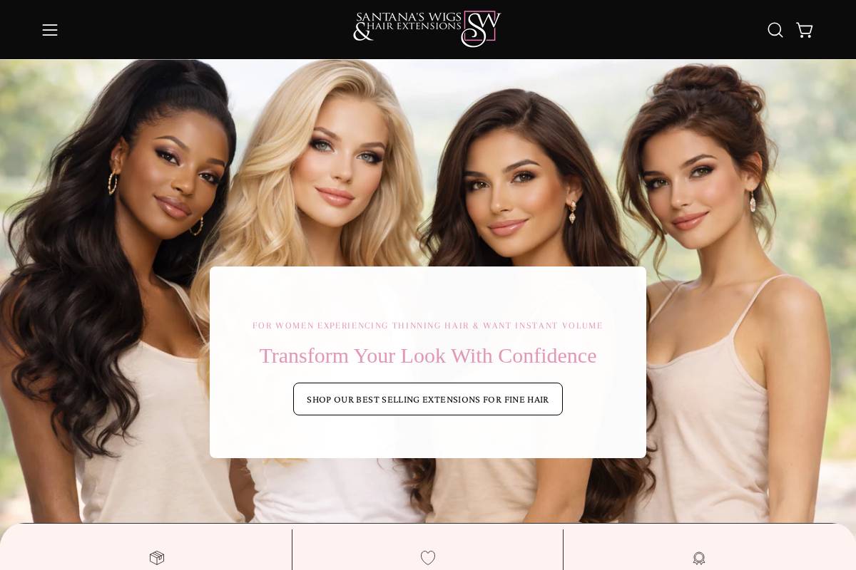 santanaswigsandhairextensions.com homepage screenshot