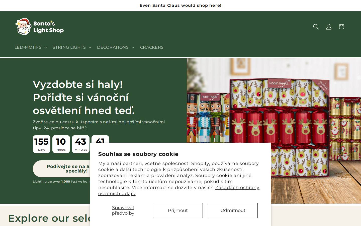 santaslightshop.cz homepage screenshot