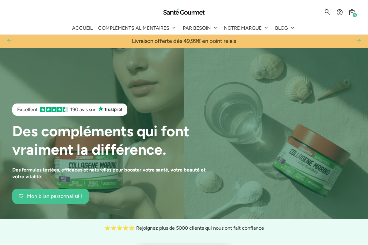 Santé gourmet homepage screenshot