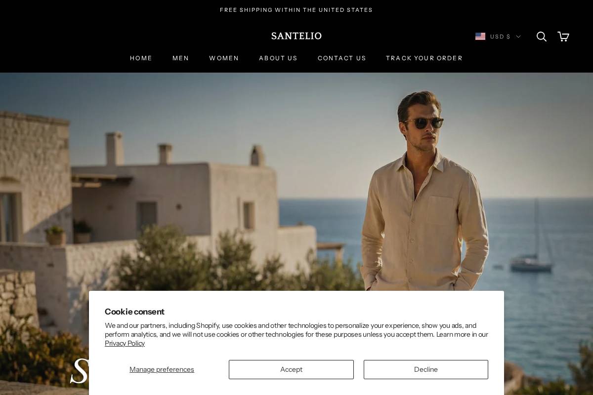 Santelio homepage screenshot