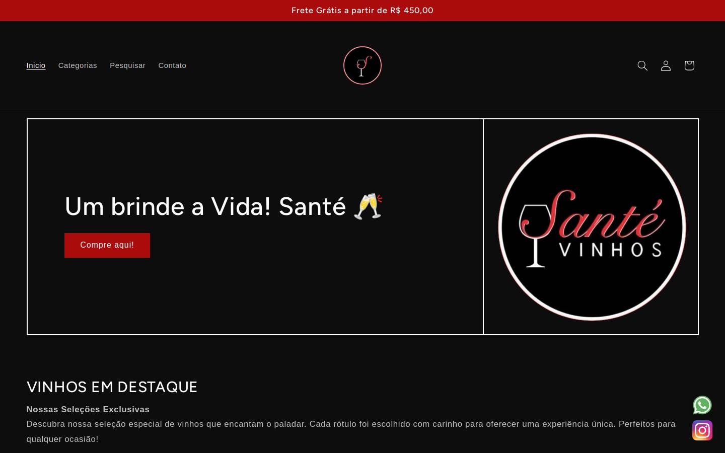 santevinhosdelivery.com homepage screenshot