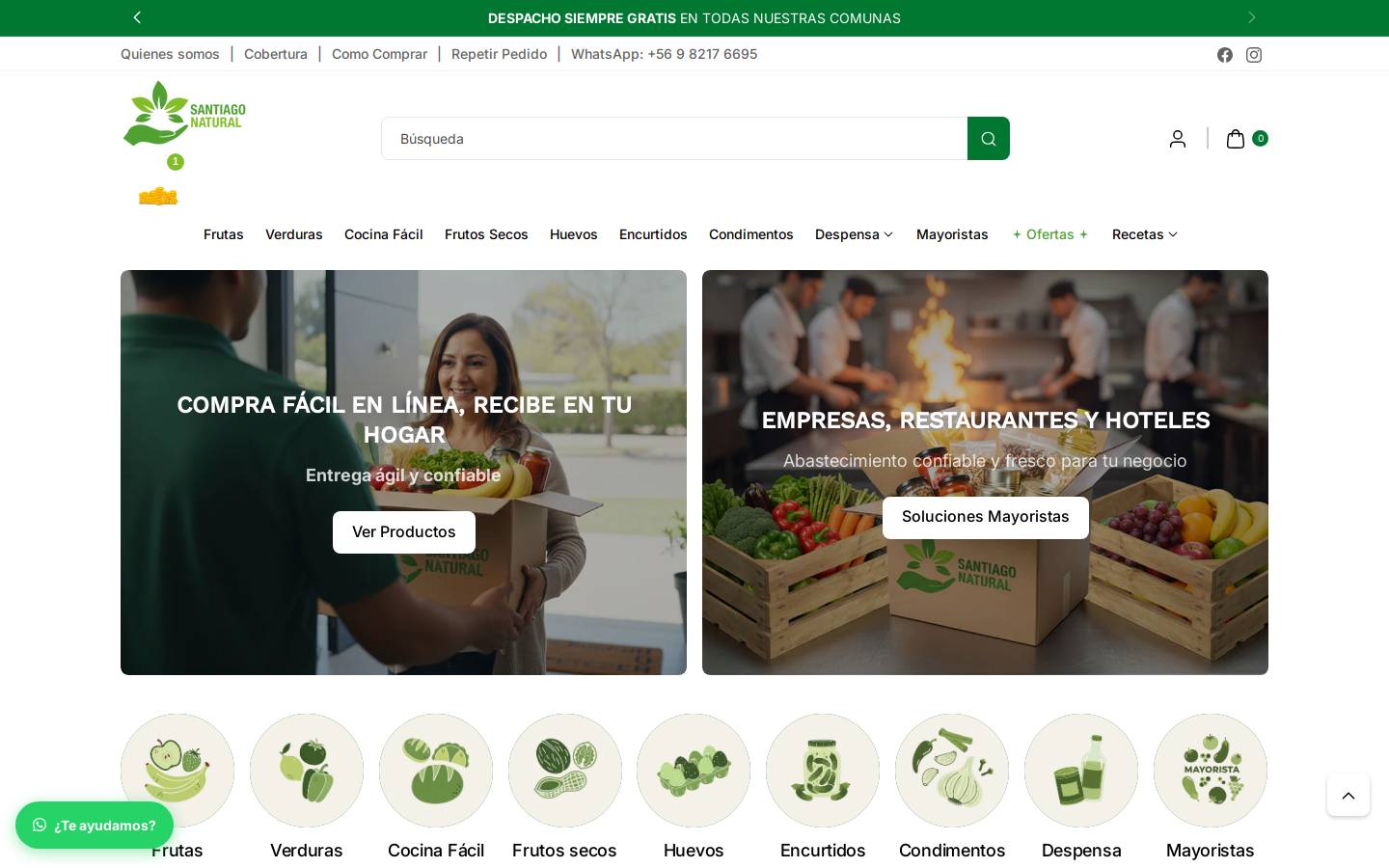 santiagonatural.cl homepage screenshot