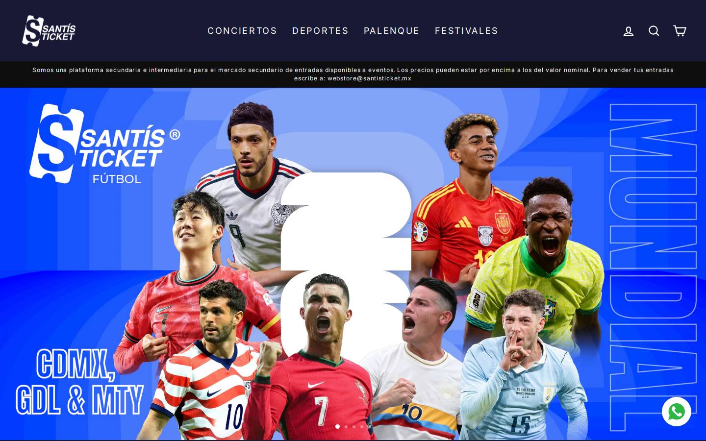 santisticket.mx homepage screenshot