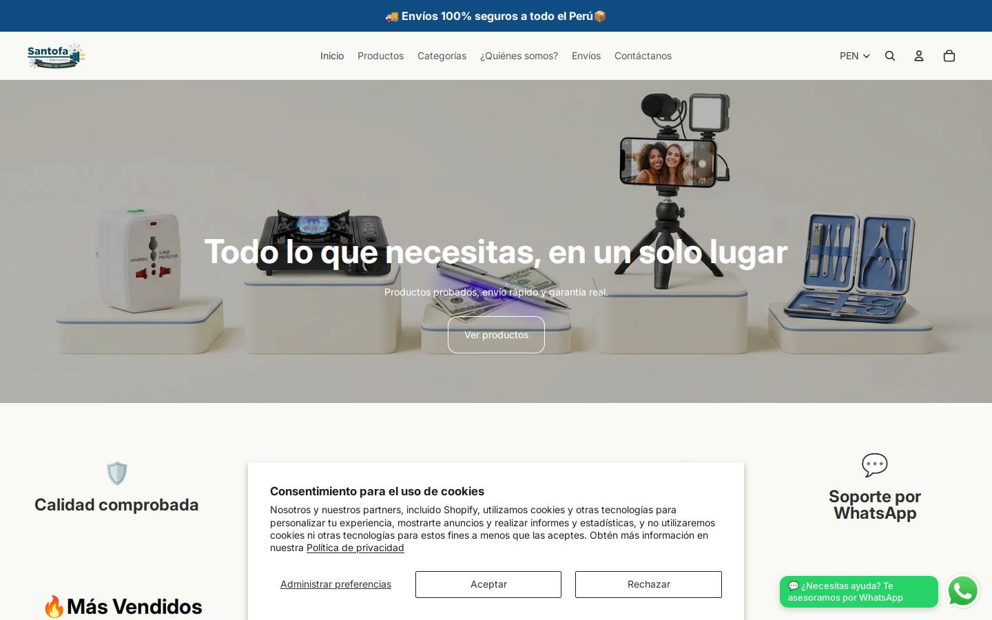 santofaelectronics.com homepage screenshot