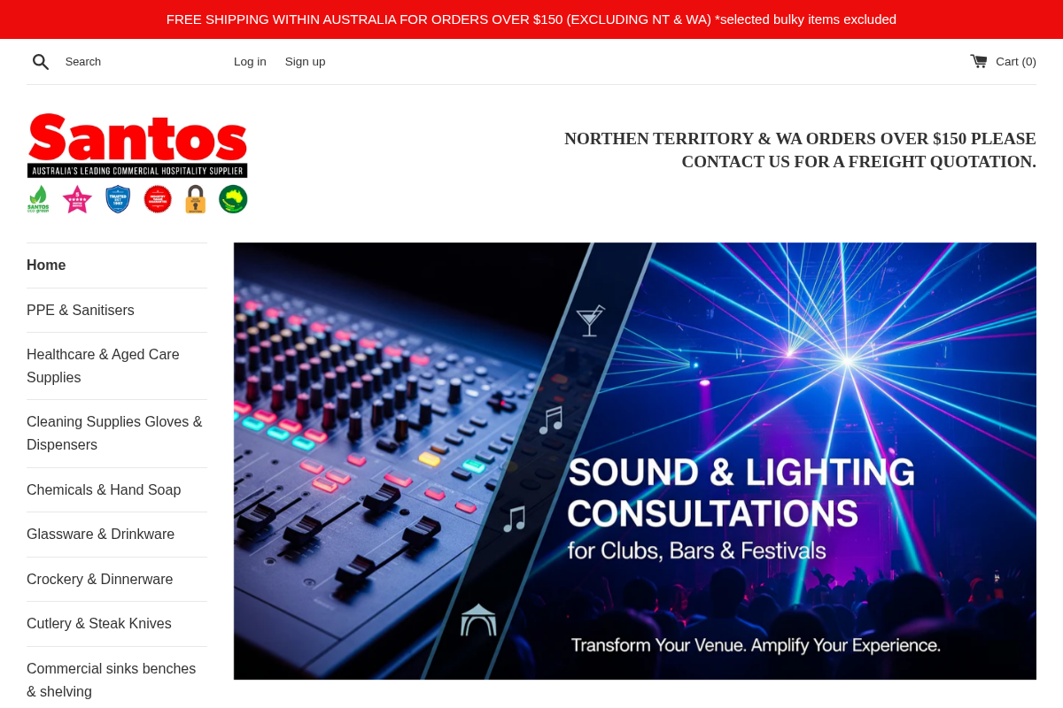 Santos Online Supplies homepage screenshot