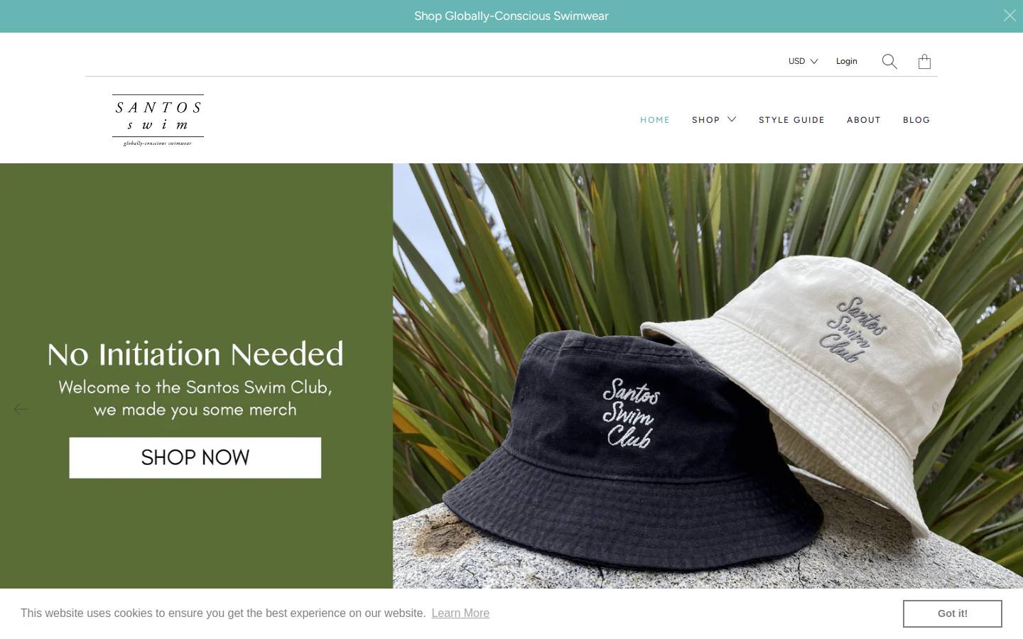 santosswim.com homepage screenshot