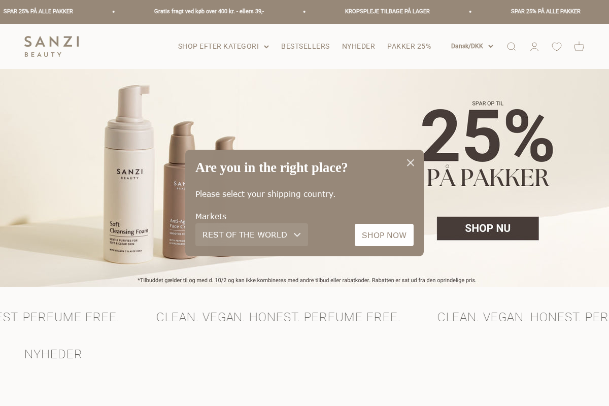 Sanzi Beauty homepage screenshot