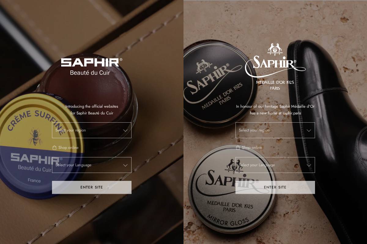 saphir.com homepage screenshot