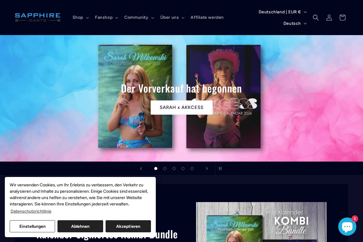 Sapphiredarts homepage screenshot