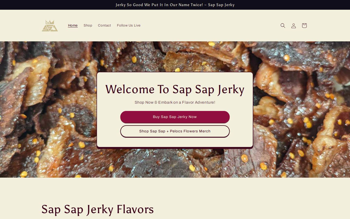 sapsapjerky.com homepage screenshot