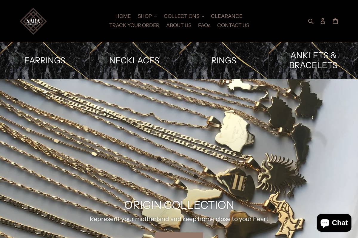 sara-jewellery.co.uk homepage screenshot