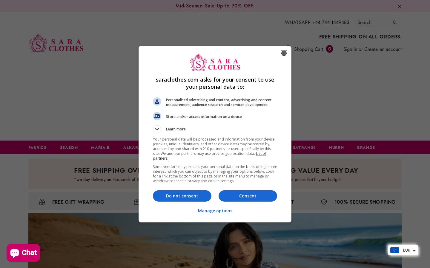 saraclothes.com homepage screenshot