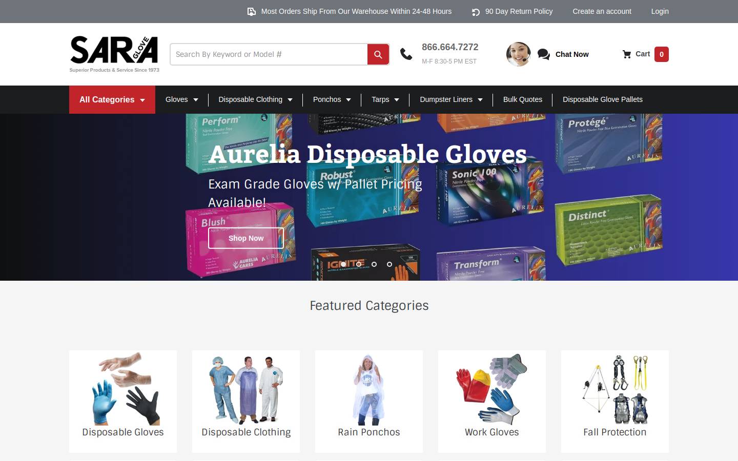 Sara Glove homepage screenshot