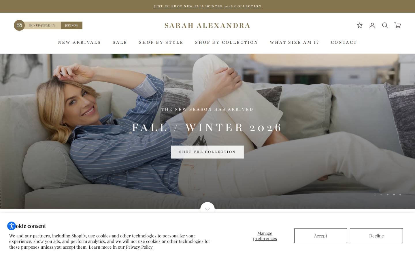 sarahalexandra.com homepage screenshot