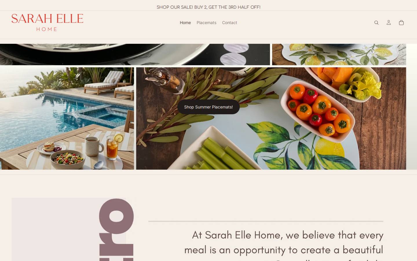 sarahelle.com homepage screenshot