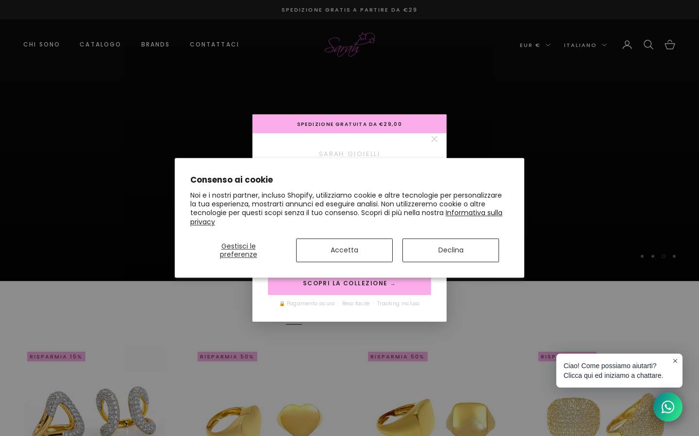 Sarah Gioielli homepage screenshot