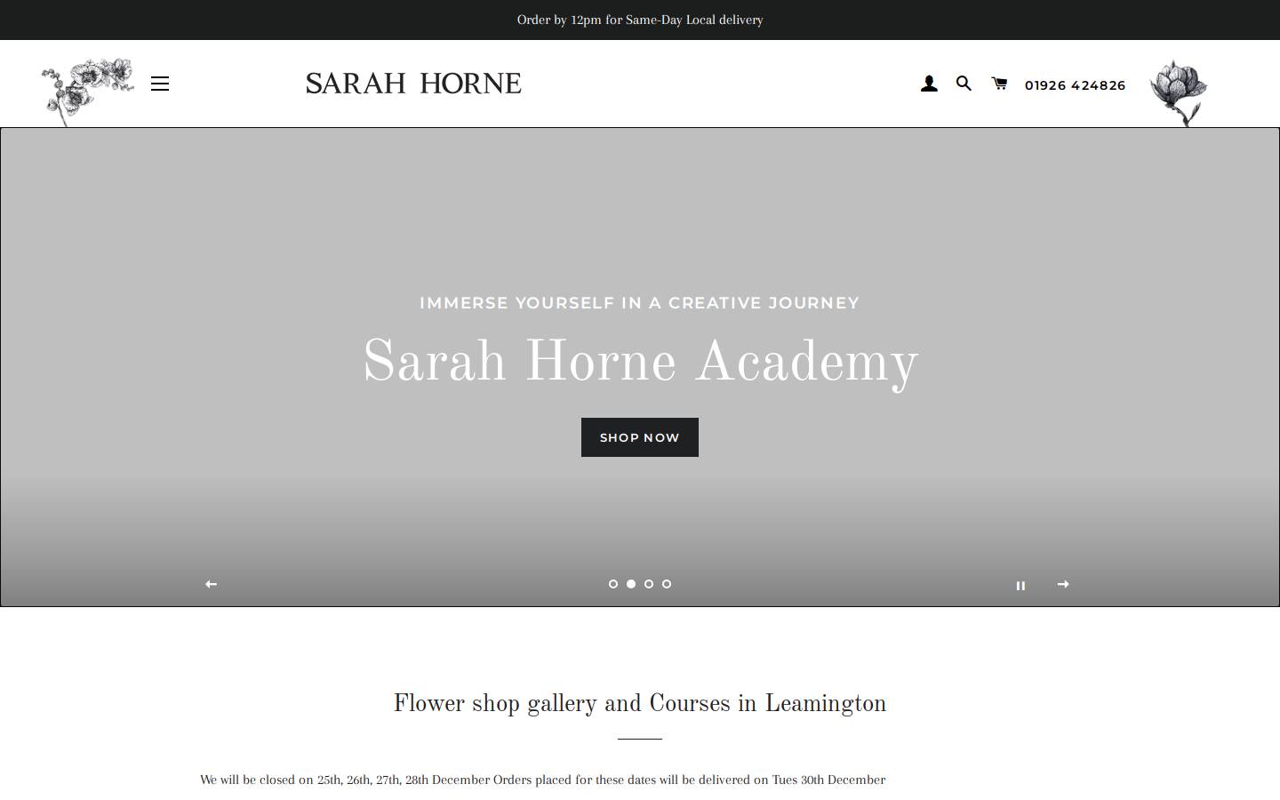 sarahhornebotanicals.com homepage screenshot