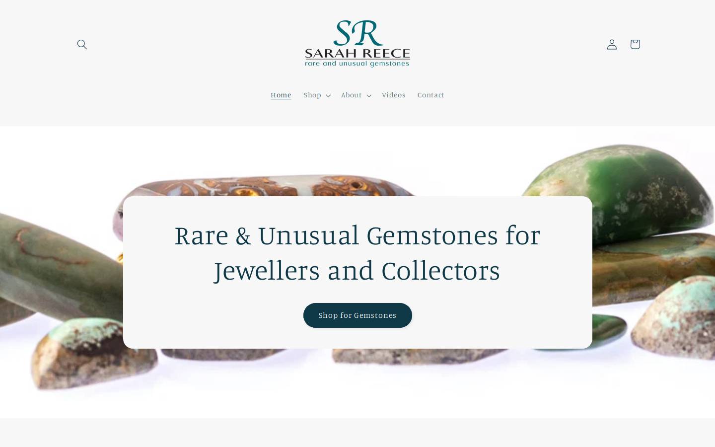 sarahreecegemstones.com homepage screenshot
