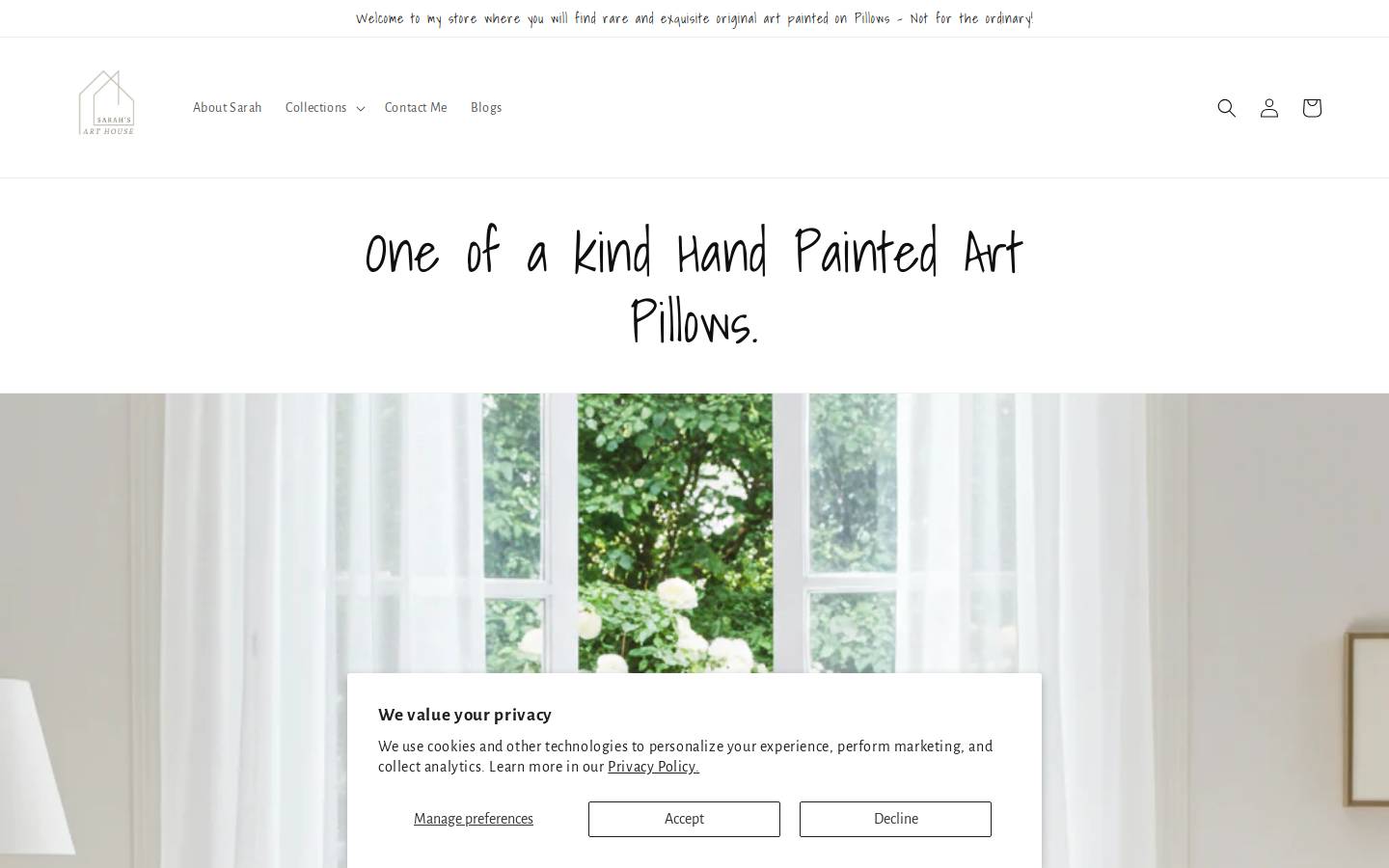 Sarah's Art House homepage screenshot
