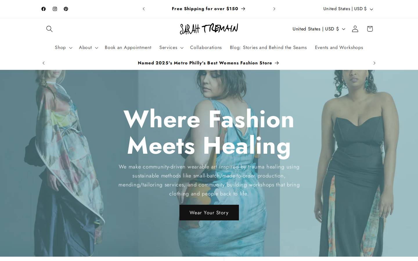 sarahtremain.com homepage screenshot
