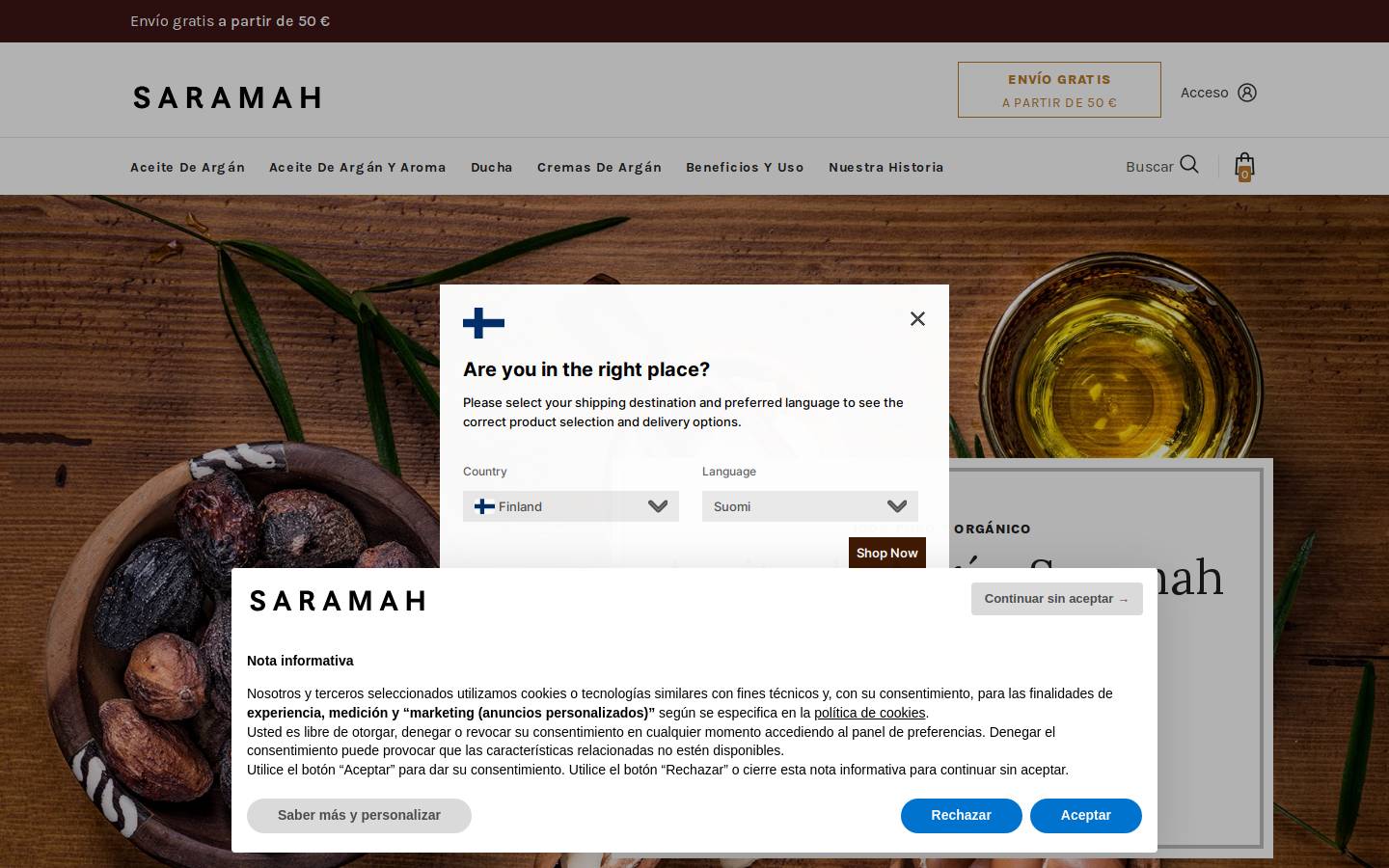 saramah.es homepage screenshot